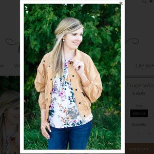 Solid Taupe Lightweight Windbreaker Jacket